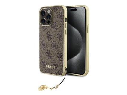 Guess 4G Charm Zadní Kryt pro iPhone 15 Pro Max Brown