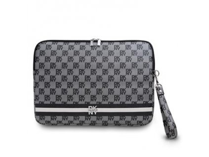 DKNY PU Leather Checkered Pattern and Stripe Obal na Notebook 13/14" Black