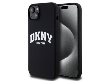 DKNY Liquid Silicone Arch Logo MagSafe Zadní Kryt pro iPhone 15 Plus Black