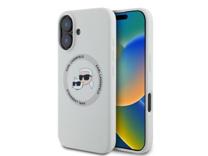 Karl Lagerfeld Liquid Silicone K&CH Heads MagSafe Zadní Kryt pro iPhone 16 Beige