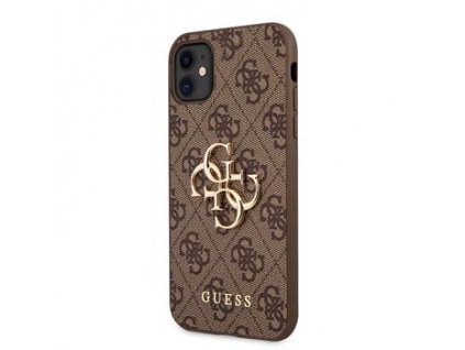 Guess PU 4G Metal Logo Zadní Kryt pro iPhone 11 Brown