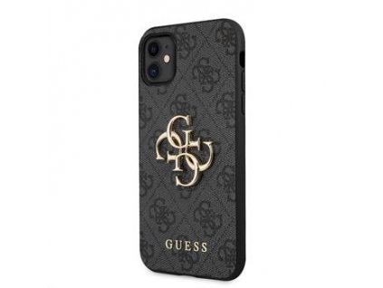 Guess PU 4G Metal Logo Zadní Kryt pro iPhone 11 Grey