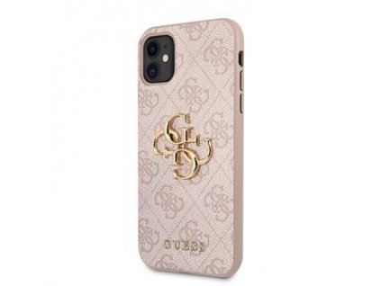 Guess PU 4G Metal Logo Zadní Kryt pro iPhone 11 Pink