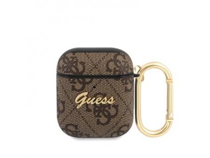 Guess 4G Script PC/PU Pouzdro pro Airpods 1/2 Brown