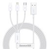 Baseus CAMLTYS-02 Superior Fast Charging Datový Kabel 3v1 USB-C, Lightning, MicroUSB 1.5m White