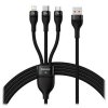 Baseus CASS030001 Flash Series 3v1 Kabel USB-A na USB-C, Lightning, MicroUSB 100W 1.2m Black