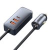 Baseus CCBT-B0G Rychlá Nabíječka do Auta s Prodlužovacím Kabelem 120W 3x USB +1xUSB-C Gray