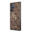 Guess PU 4G Metal Logo Zadní Kryt pro Samsung Galaxy S22 Ultra Brown