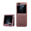 Guess PC/TPU Glitter Flakes Metal Logo Zadní Kryt pro Samsung Galaxy Z Flip 5 Pink