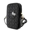 Hello Kitty PU Leather Quilted Pattern Kitty Head Logo Taška na Telefon Black