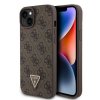 Guess PU 4G Strass Triangle Metal Logo Zadní Kryt pro iPhone 15 Plus Brown (Pošk. Balení)