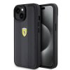 Ferrari PU Leather Hot Stamp Groove Pattern Zadní Kryt pro iPhone 15 Black