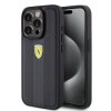 Ferrari PU Leather Hot Stamp Groove Pattern Zadní Kryt pro iPhone 15 Pro Black