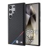 BMW M PU Leather Carbon Magsafe Tricolor Line Zadní Kryt pro Samsung Galaxy S24 Ultra Black