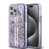 Guess PC/TPU Liquid Glitter Gold Stripe Zadní Kryt pro iPhone 15 Pro Max Purple