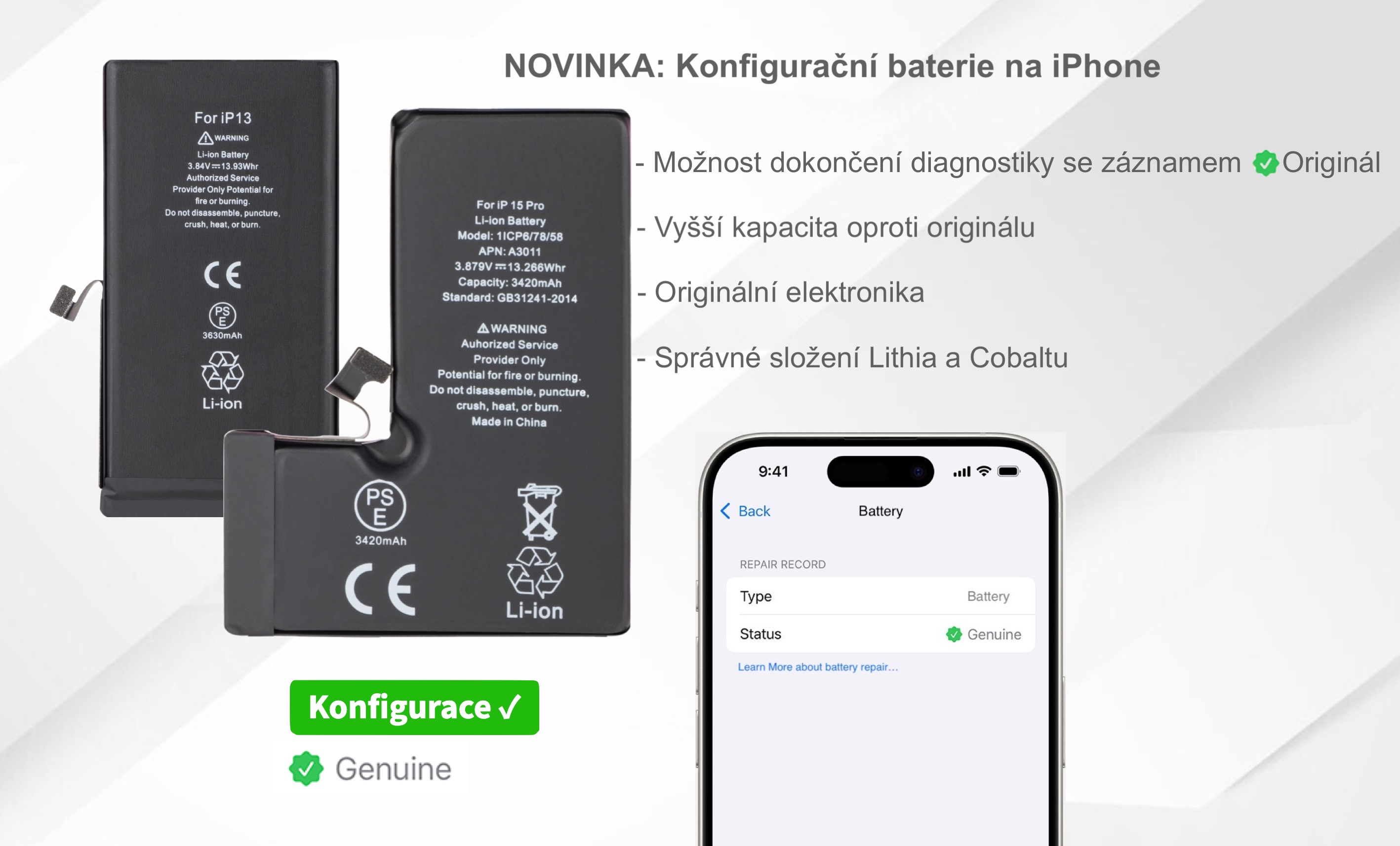 Baterie konfigurace iPhone