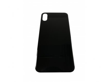 Sklo zadního krytu s větším otvorem na kameru pro Apple iPhone XS Max (černá) (s logem)