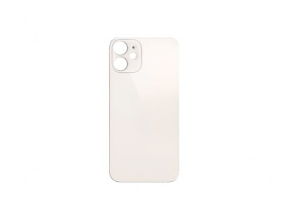 Sklo zadního krytu s větším otvorem na kameru pro Apple iPhone 12 Mini bílá (s logem)