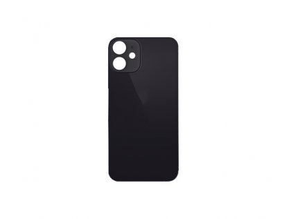 Sklo zadního krytu s větším otvorem na kameru pro Apple iPhone 12 Mini černá (s logem)
