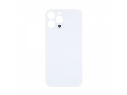 Sklo zadního krytu s větším otvorem na kameru pro Apple iPhone 14 Pro Max Silver (s logem)