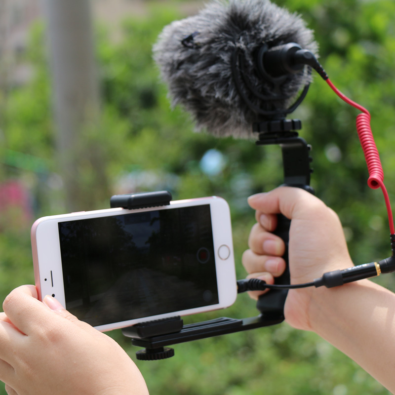 Handle-Video-Braket-with-RODE-Video-Micro-Recording-Microphone-LED-Video-Light-Kit-for-iPhone-5