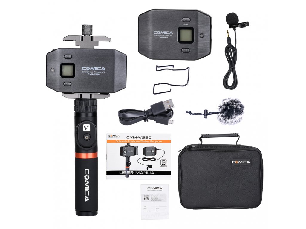 Bezdrátový klopový mikrofon pro mobil Set Comica CVM WS50A 4