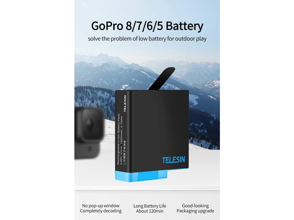 Sada náhradních baterií s nabíječkou Smatree pro GoPro 5, 6, 7 a Hero 7