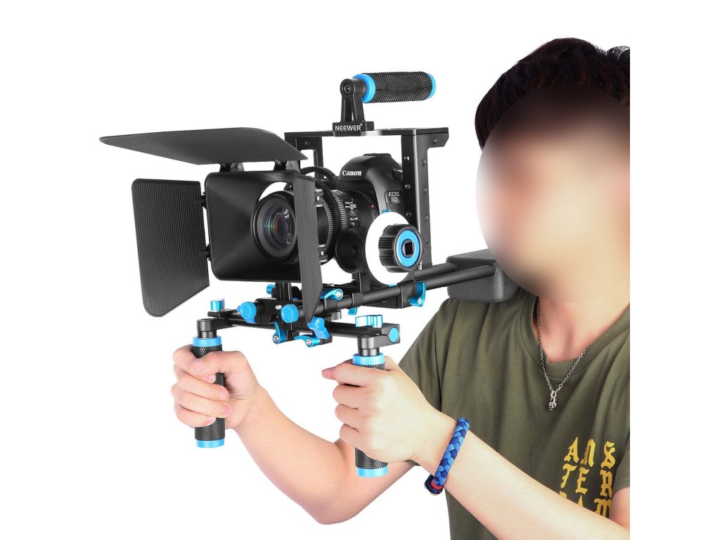 Kamerový DSLR RIG ramenní držák s modulem ostření na rameno