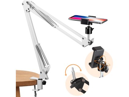 stolni rameno pro telefon a nataceni stolu a prace rukou bile 1