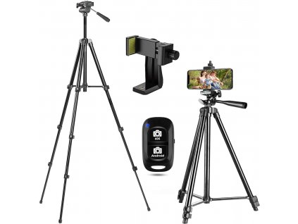 Videostativ na kameru nebo mobil s dálkovým ovladačem a držákem telefonu 1