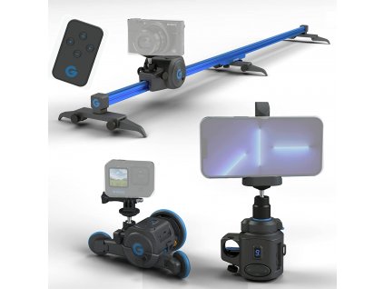 Cestovní elektrický modulární mini slider pro telefony, akční kamery, osmo pocket, kompakty i DSLR do 1KG