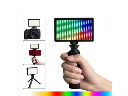 RGB dobíjecí světlo s držákem mobilu do ruky nebo na stativ 0