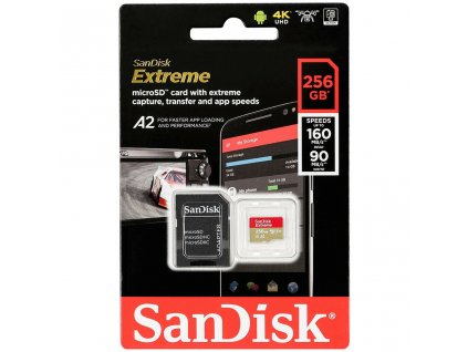 03 MicroSD karta SanDisk Extreme V30 A2 256GB 160MBs