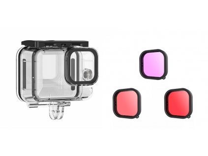 podvodni kryt housing obal na gopro hero 9 10 s cervenymi filtry na potapeni 2