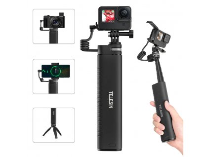 USB-C 90cm selfie tyč s powerbankou 10000mAh pro kamery GoPro, DJI action, Telefony, Insta360 a další