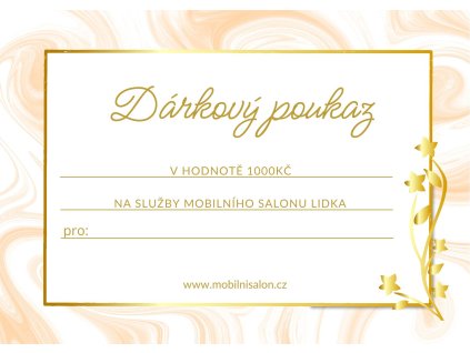 Dárkové poukazy - vizážistika, stylistika, pedikúra  1000 Kč | 2000 Kč | 4000 Kč | 5000 Kč | pedikúra