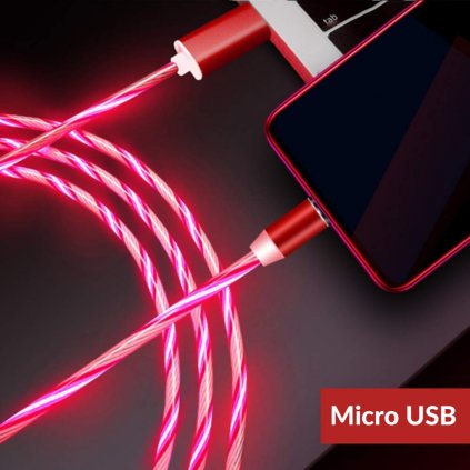 2403 svietiaci kabel micro usb 1m cerveny