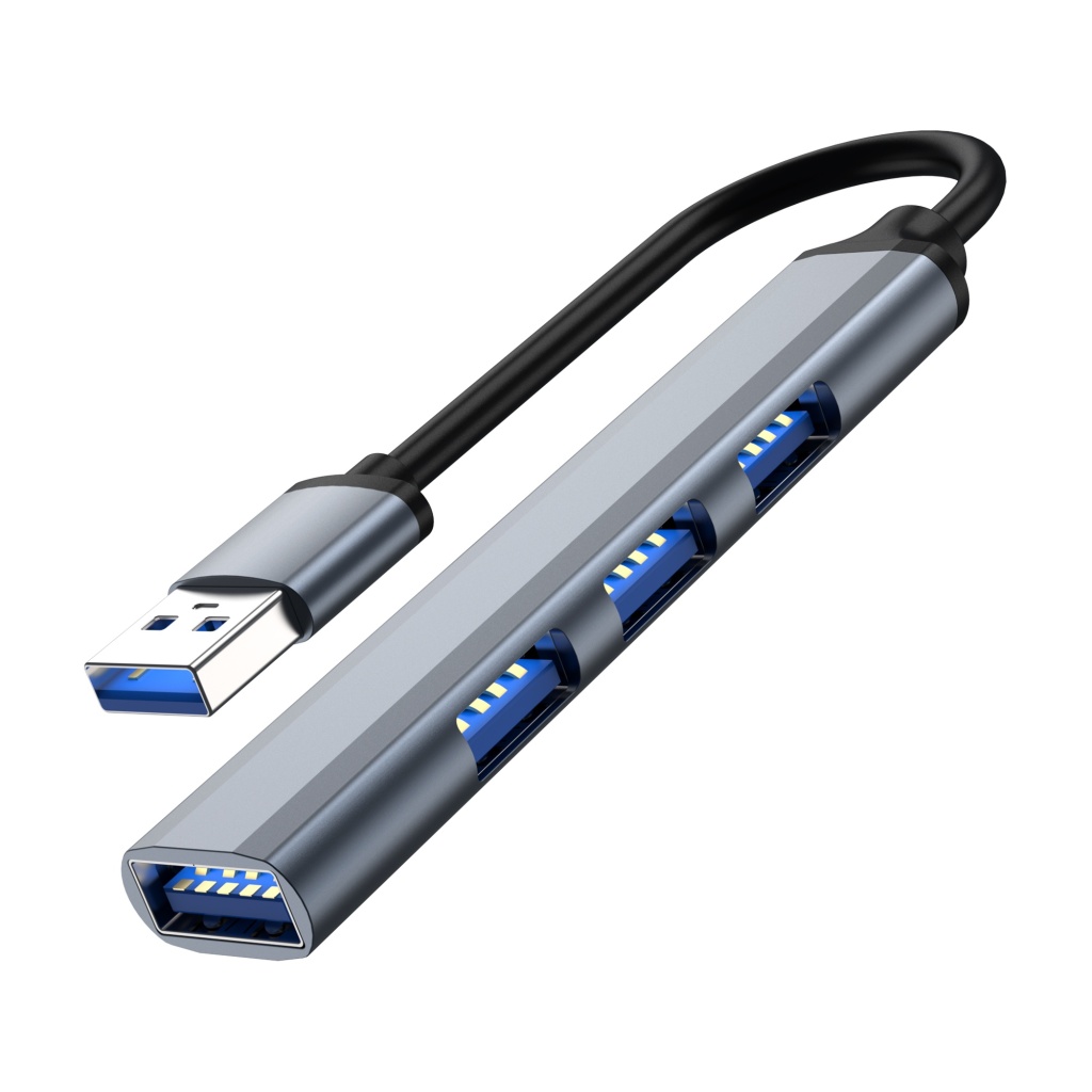 Rozbočovač USB / 4xUSB vysokorýchlostný - strieborný