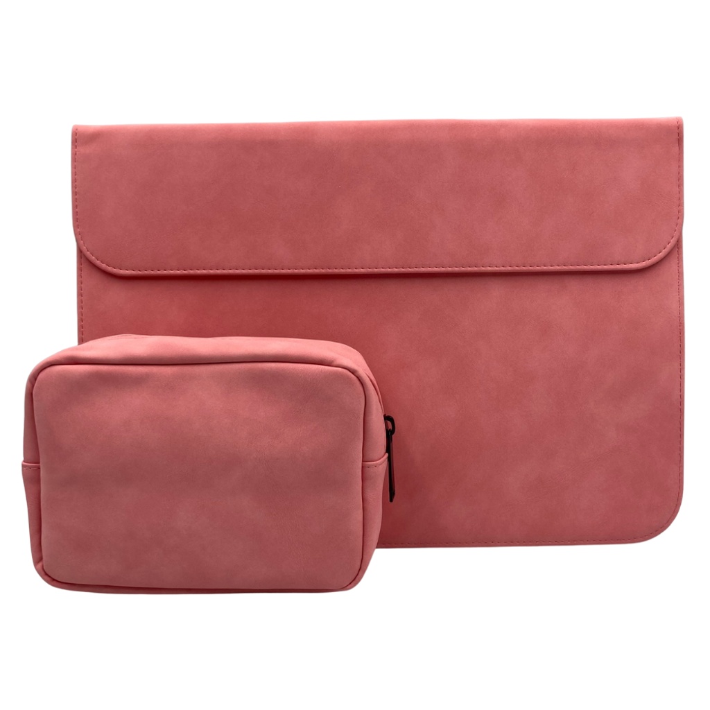 Obal na Notebook a MacBook s peňaženkou do veľkosti 15" ružový