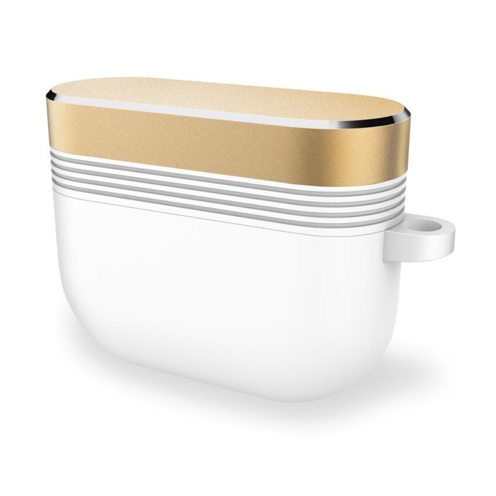 Obal na AirPods Pro silikónový biely / zlatý