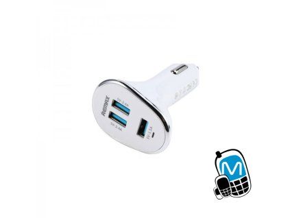 Adaptér do auta 3x USB-A 6,3A REMAX, biely