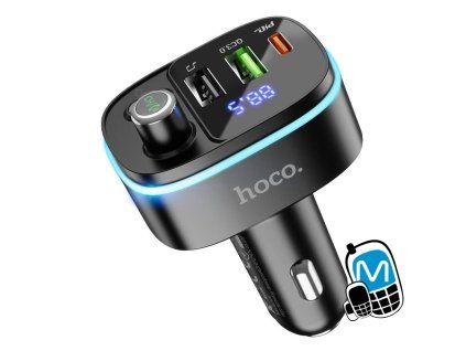 Bluetooth Transmiter do auta HOCO 2 x USB A + USB C QC3.0 PD 20W E62, čierny