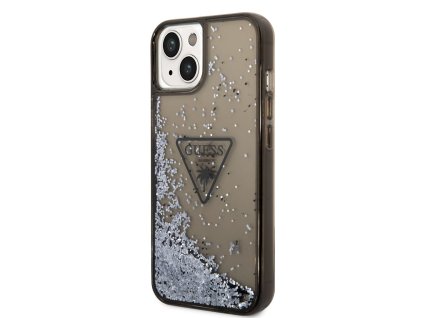 Guess PC/TPU Liquid Glitter Triangle Logo Zadní Kryt pro iPhone 14 Plus Black