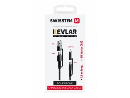 DATA CABLE SWISSTEN KEVLAR 4in1 3A 1,5 M ANTRACIT
