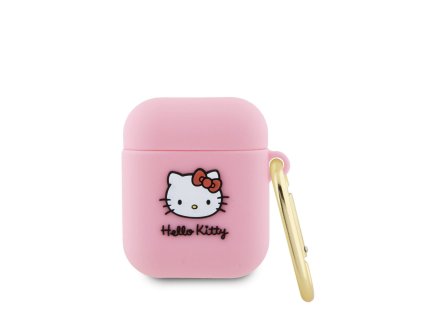 Hello Kitty Liquid Silicone 3D Kitty Head Logo Pouzdro pro AirPods 1/2 Pink