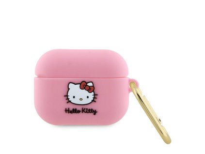 Hello Kitty Liquid Silicone 3D Kitty Head Logo Pouzdro pro AirPods Pro Pink