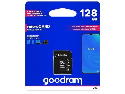 GOODRAM Memory MicroSD Card - 128GB with adapter UHS I CLASS 10 100MB/s