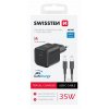 SWISSTEN TRAVEL CHARGER GaN 1x USB-C 35W POWER DELIVERY BLACK + DATA CABLE USB-C/USB-C 1,2 M BLACK