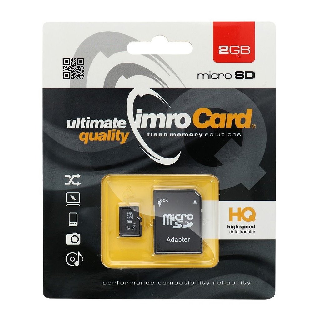 Paměťová karta IMRO microSD 2 GB + adaptér SD (Blister)