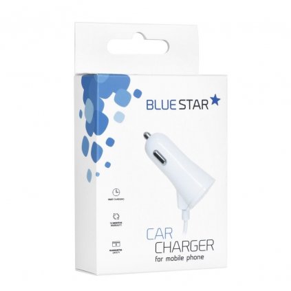 BlueStar nabíječka do auta Apple Iphone 5/ 6/ 6s/ 7/ 8/ X s kabelem a USB portem 3A